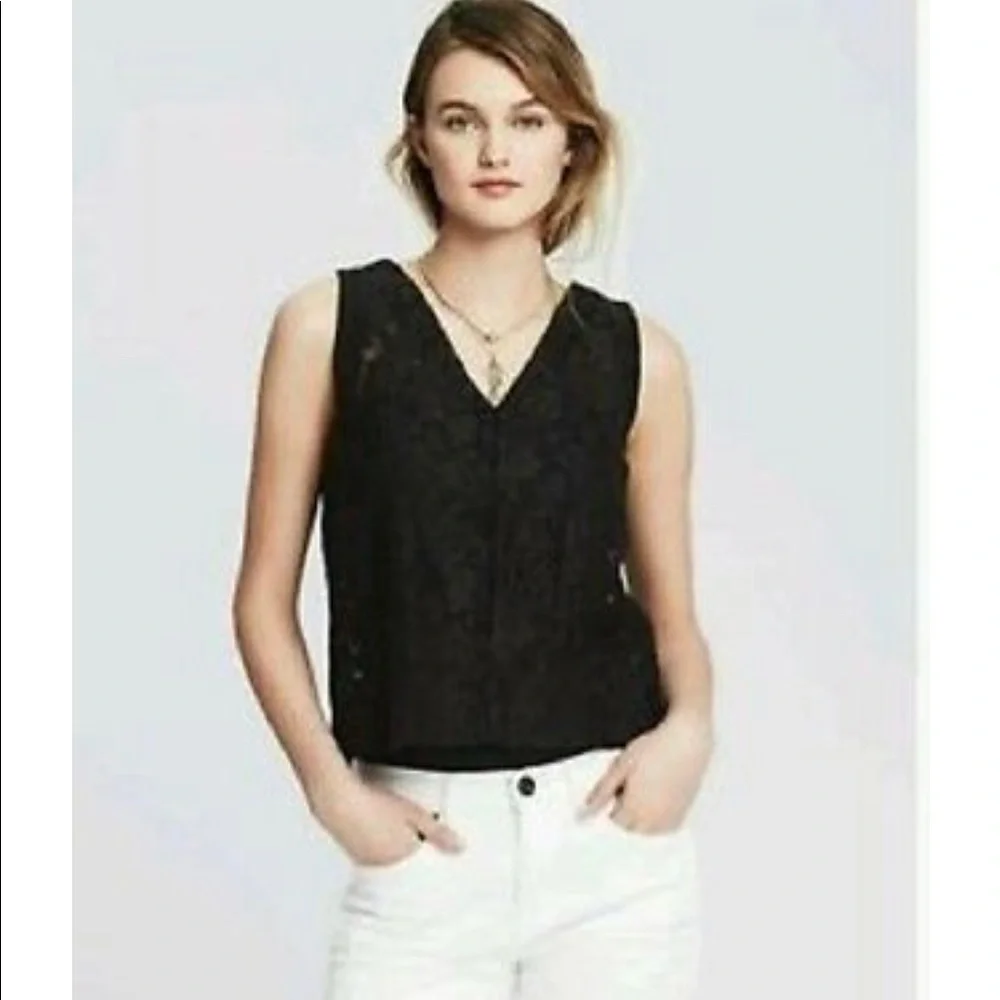 Banana Republic White Sheer Lace Organza Tank - Picture 4 of 6